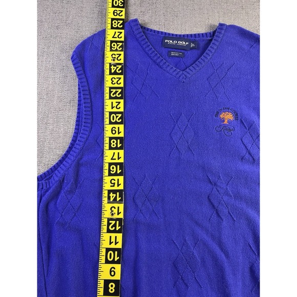 Polo Golf Ralph Lauren Vest Men's L The Ocean Course Kiawah Silk Blend Purple - Picture 6 of 9